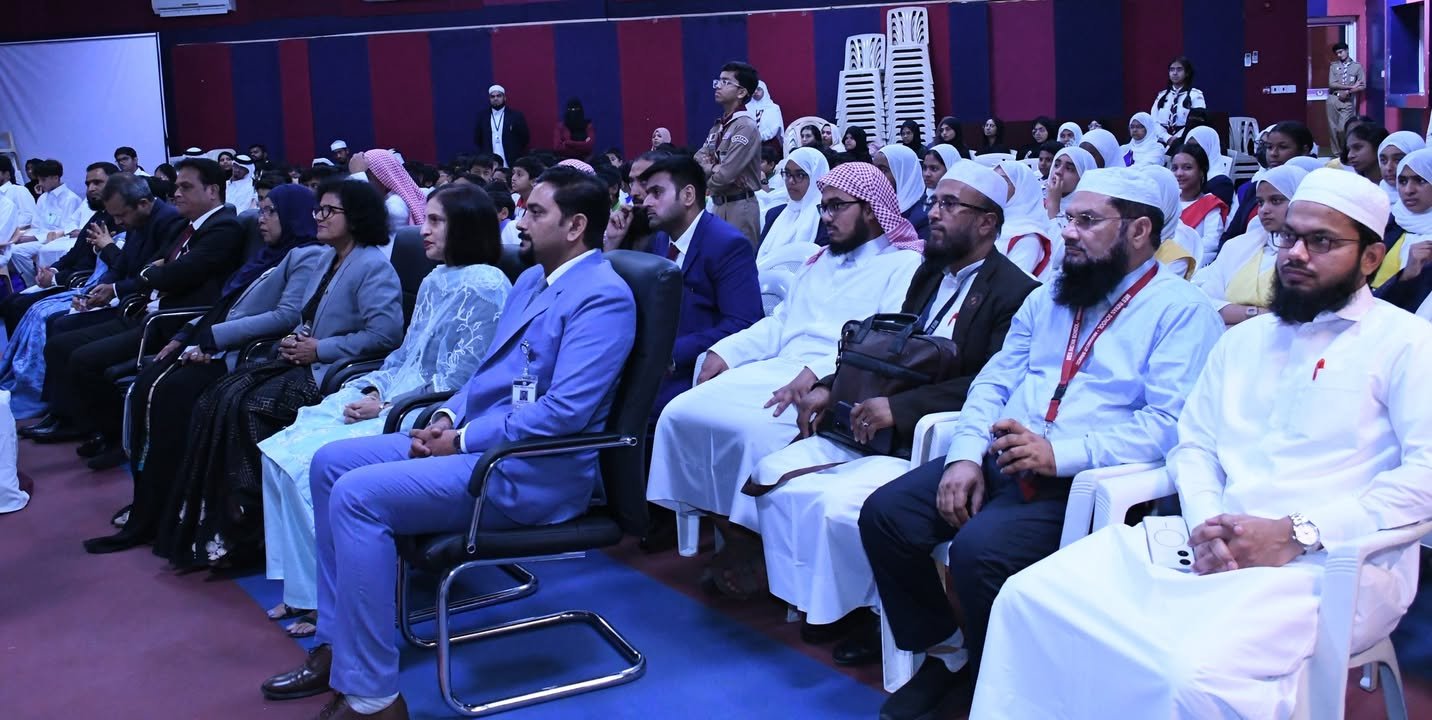 IIS WINS OVERALL CHAMPIONSHIP AT ISLAMIC AWARENESS COMPETITION: Ideal Indian School emerged as the overall champion at the 10th Annual Interschool Uswa-E-Rasool Elocution and Qur’an Recitation Competition. The Department of Arabic & Islamic Studies of IIS hosted the competition in an atmosphere of reverence, enthusiasm and spiritual inspiration. The prestigious annual event brought together talented students from ten participating schools, providing them with a distinguished platform to demonstrate their eloquence, Qur’anic recitation skills, knowledge, confidence and understanding of the noble life and exemplary teachings of Prophet Muhammad (PBUH). Winning the Overall Championship Trophy, along with securing outstanding individual achievements in both Elocution and Qur’an Recitation, marked a particularly proud and memorable occasion for Ideal Indian School.